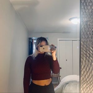 LF Burgundy Red Ribbed Crop